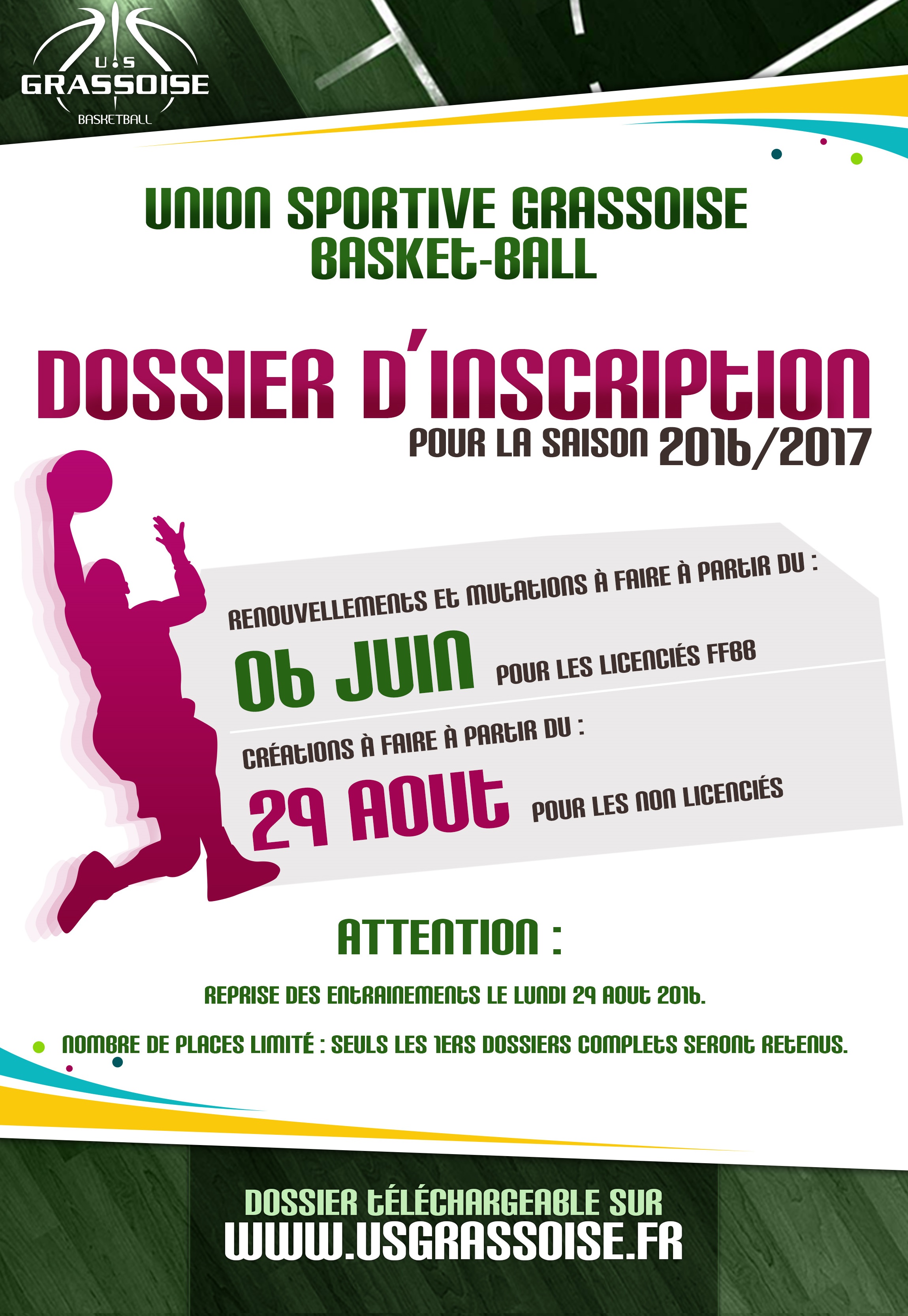 Dossier d’Inscription Saison 2016/2017 Dossier d'Inscription Saison 2016/2017