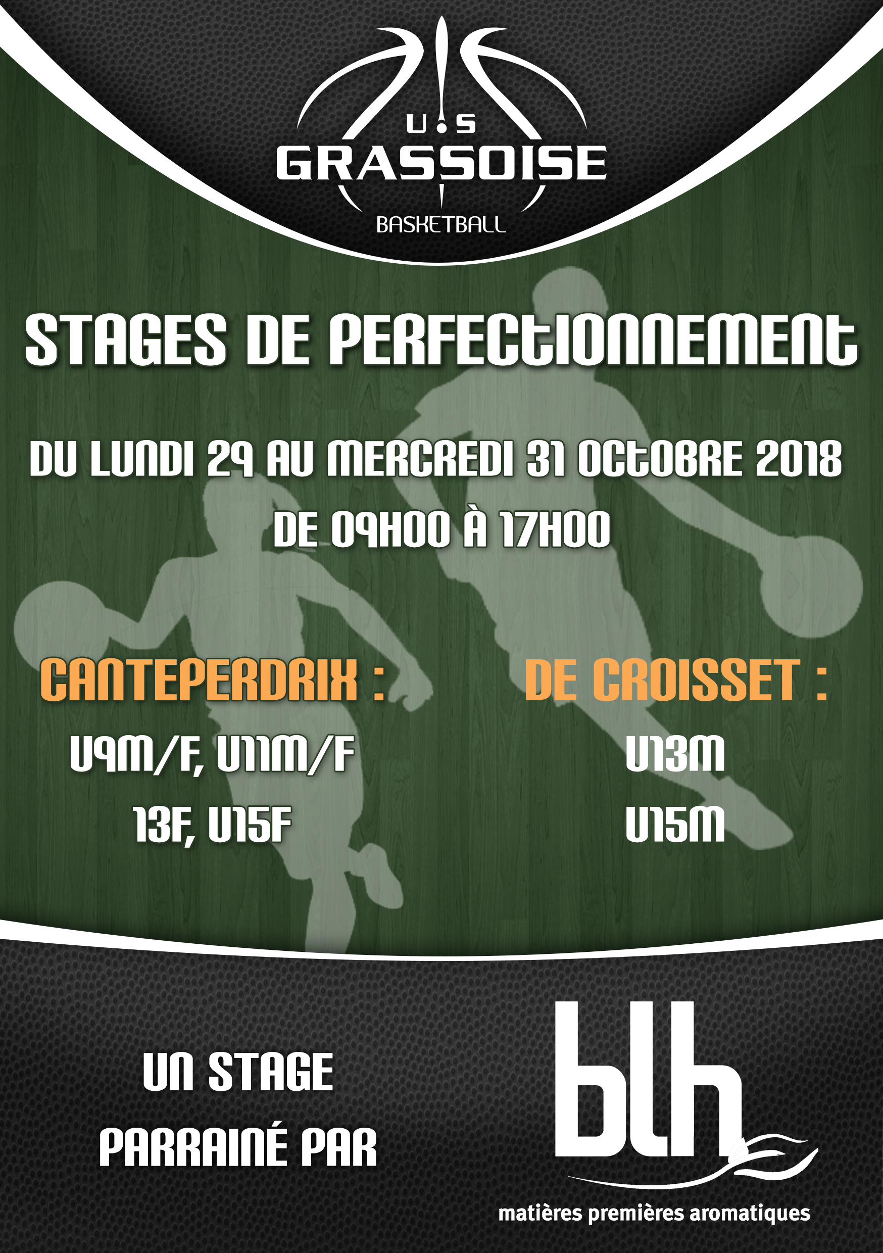 US GRASSOISE BASKETBALL -Inscription Stage Octobre 2018 (recto)