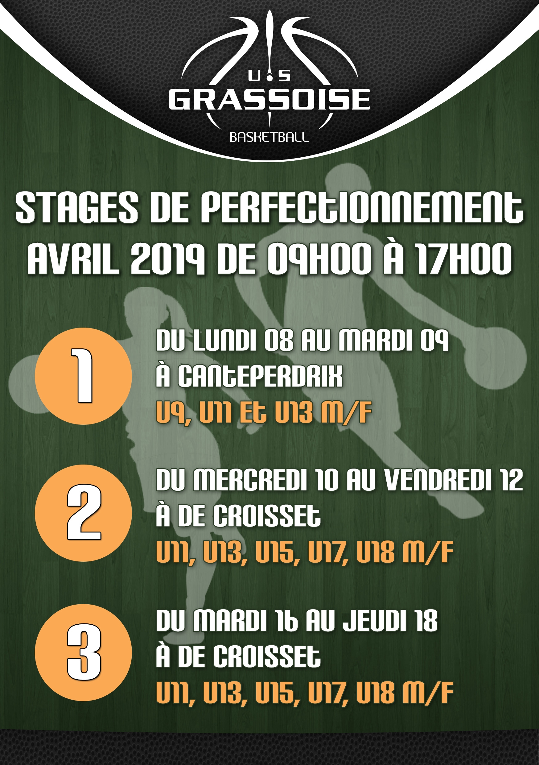 US GRASSOISE BASKETBALL -Inscription Stages Avril 2019(recto)