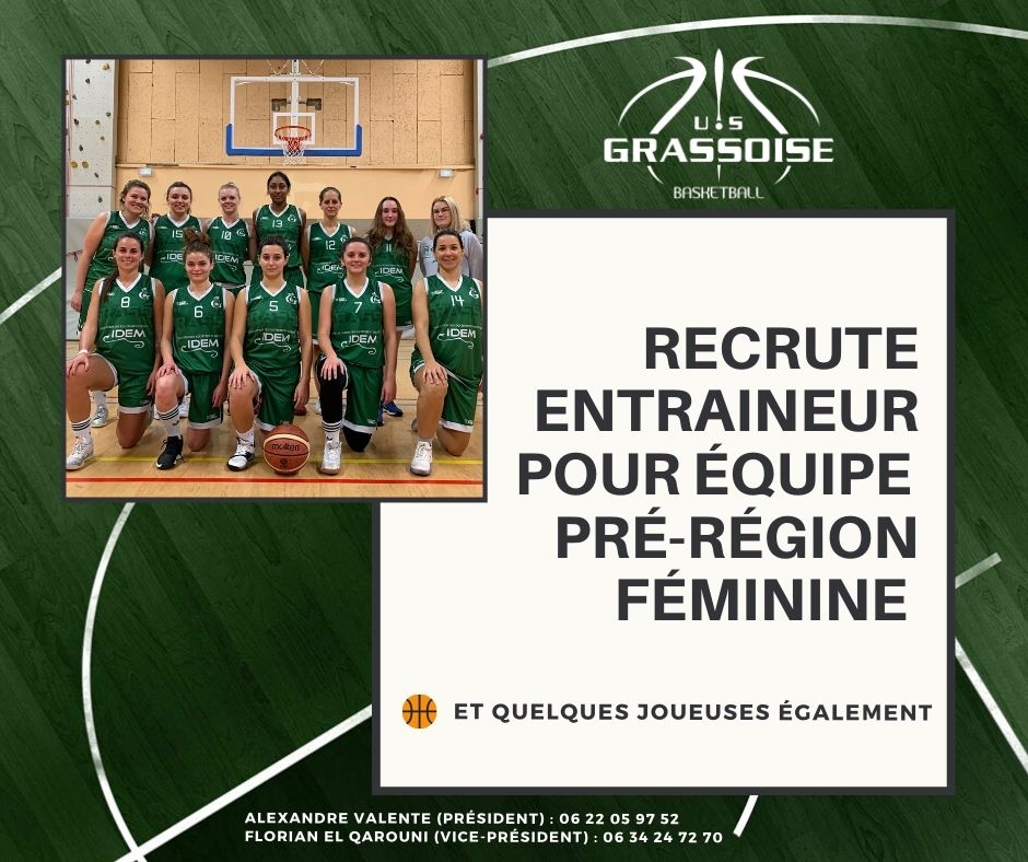 RECHERCHE ENTRAINEUR EQUIPE SENIORS FEMININES PRF