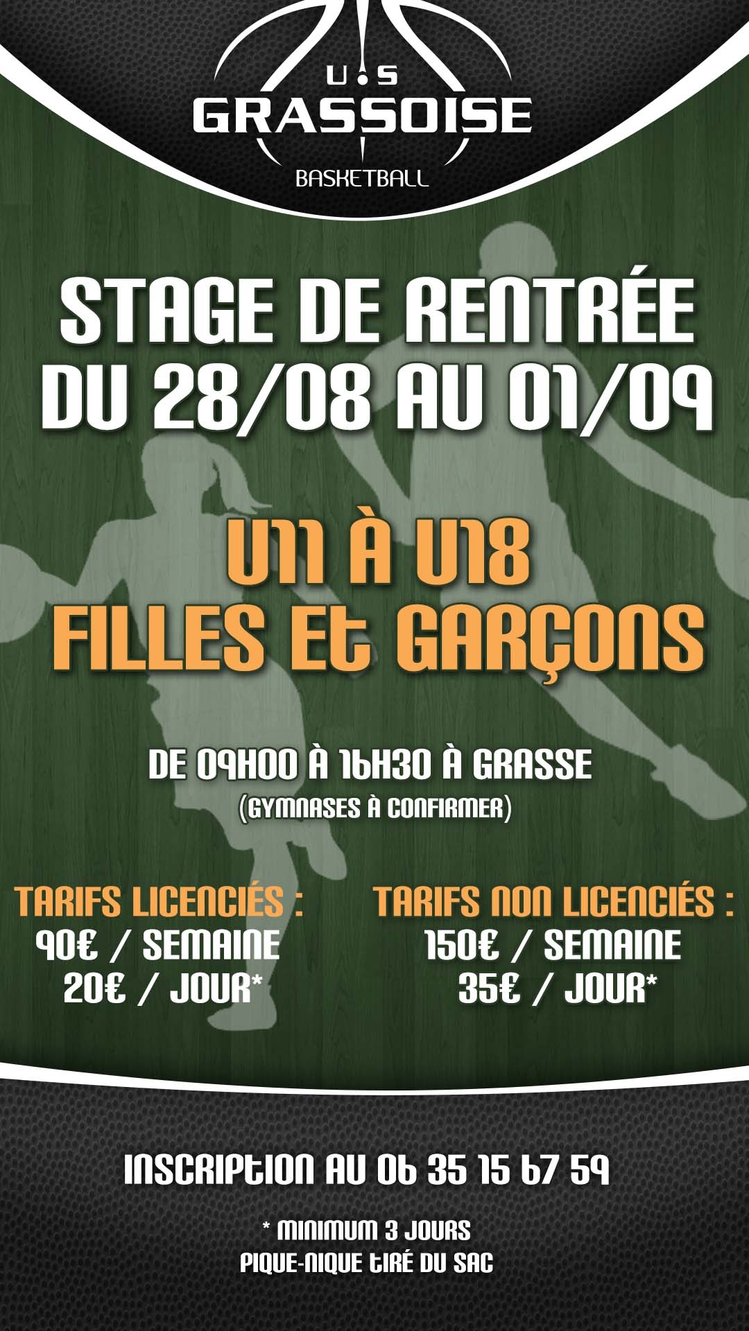 US GRASSOISE BASKETBALL -Inscription Stage Rentrée 2023